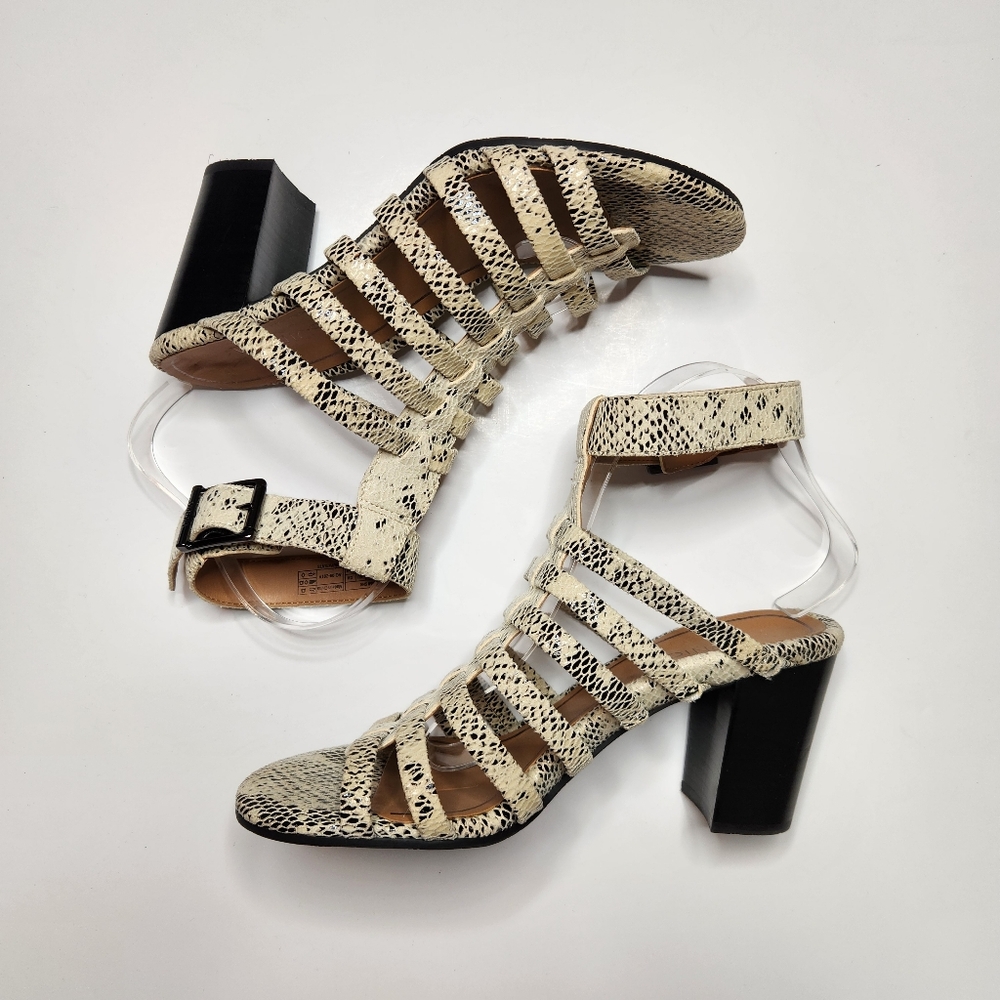 Vionic White & Black Snake Reptile Print Sami Block Heel Sandals Womens Size 9.5 - Picture 5 of 8